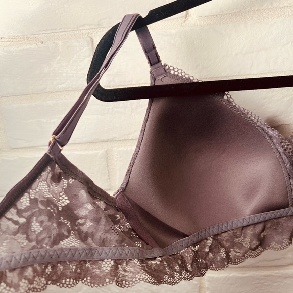 NWT Soma Signature Lace Longline Wireless Lined Bralette L Excalibur Grey #0466 - Picture 8 of 15